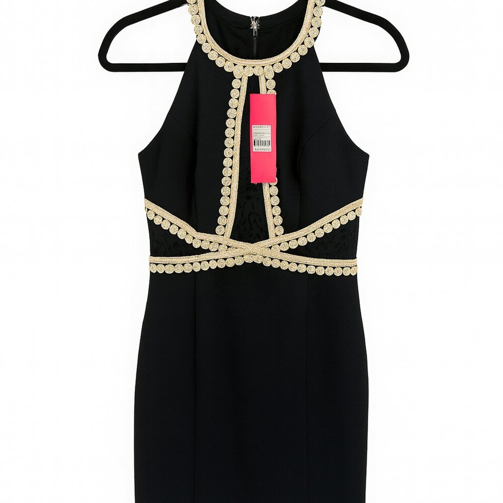 Nwt Lilly Pulitzer Black & Gold Lace Trim Dress Size 0